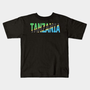 Tanzania Text in Colors of the Tanzania Flag Kids T-Shirt